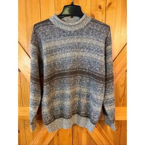 VTG Old Glory Brown Multicolor Wool Blend Rollneck Sweater READ Size Medium (696